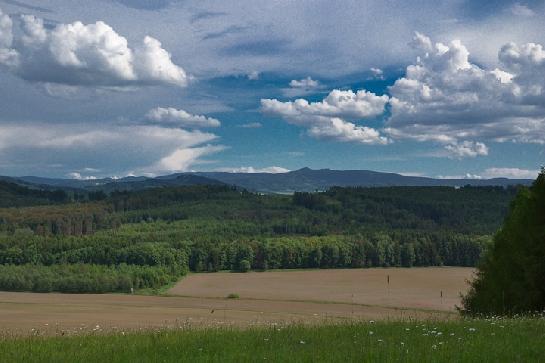 Pohled přes Český les na Šumavu