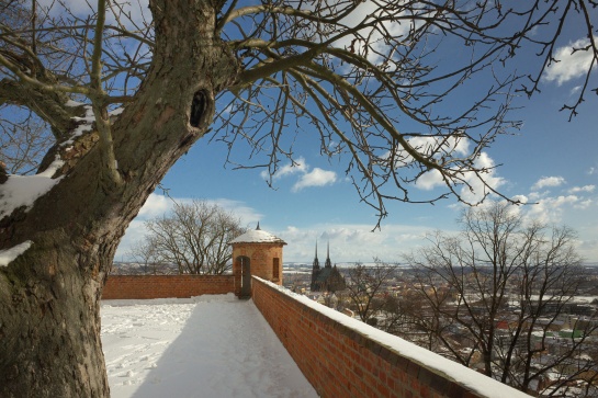 Brno, pohled z hradu Špilberk v zimě