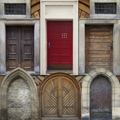 Dveře pražských domů - koláž