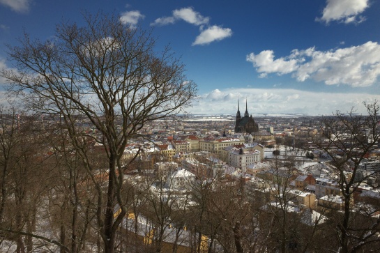 Brno, pohled z hradu Špilberk v zimě