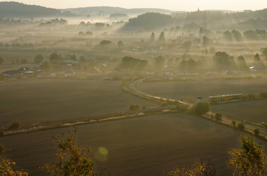 Svítání- pohled na Konětopy a Slivici