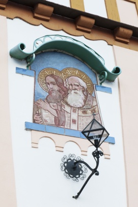 Luhačovice, Jurkovičův dům, freska Cyrila a Metoděje