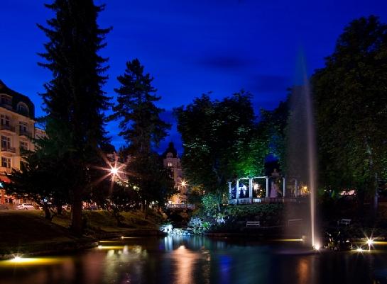 Vodotrysk v nočním parku